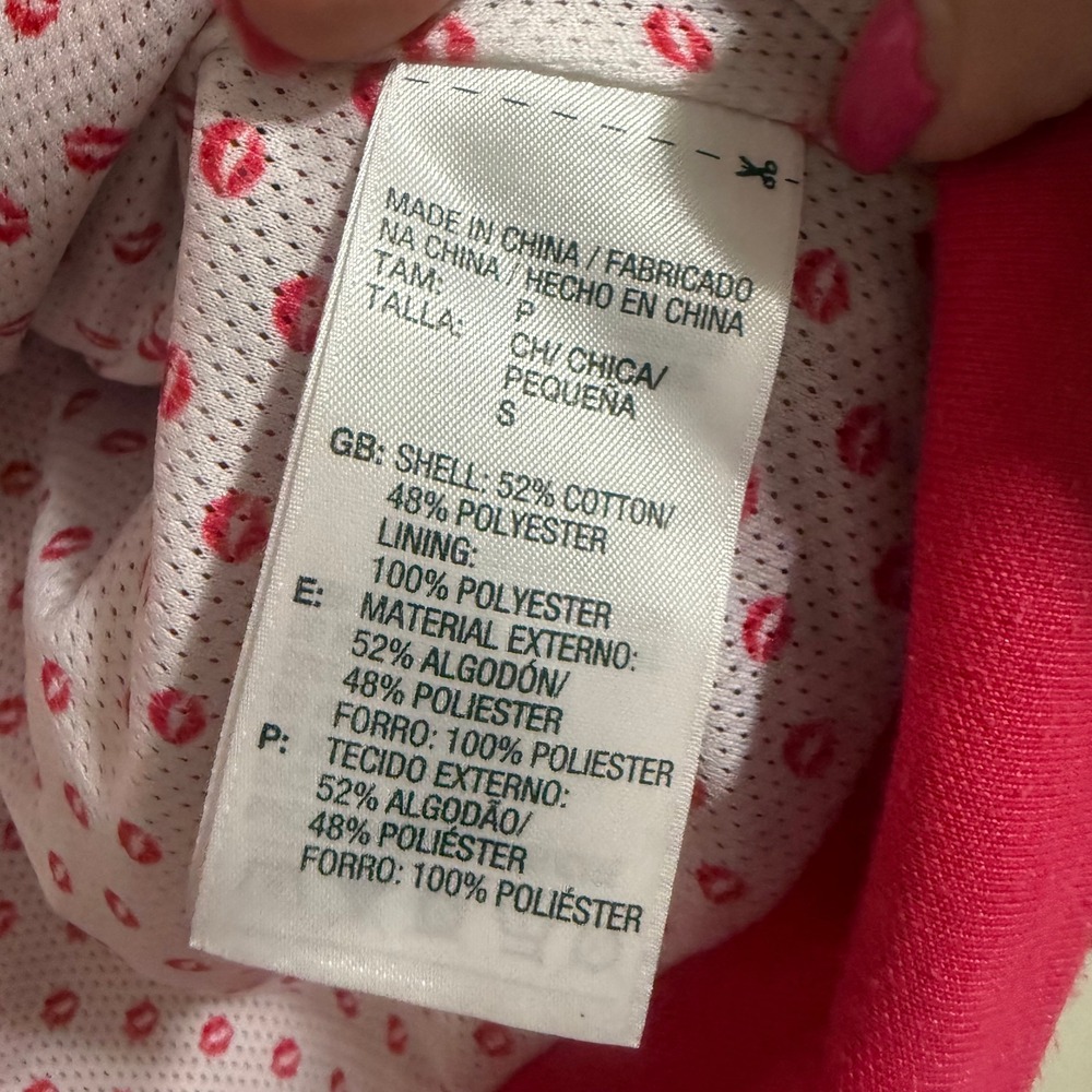Vintage Adidas Women's Track Jacket Pink White Logo Zip Up Lips Lining Size S - Picture 7 of 10